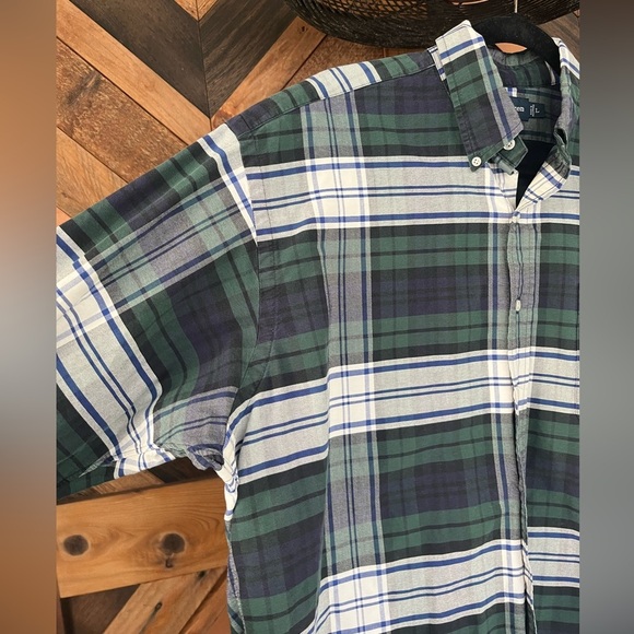 Men’s Polo Ralph Lauren Green Plaid Long Sleeve Flannel Shirt Big Shirt Large - Picture 5 of 7